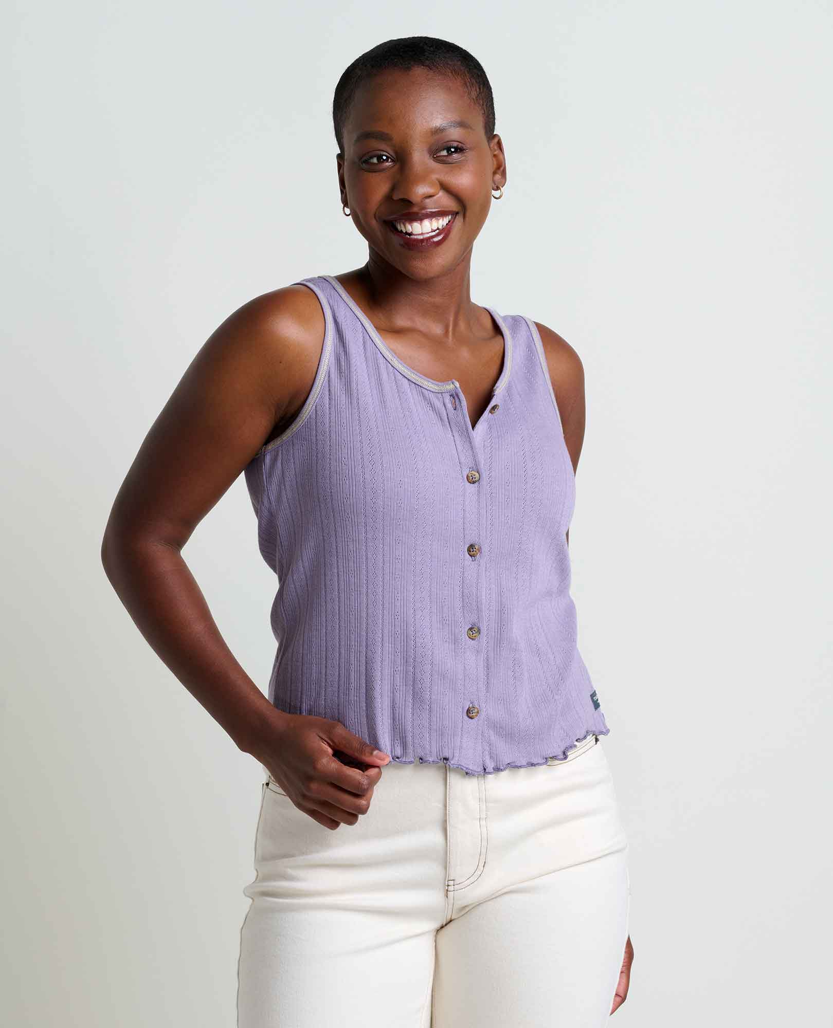 Foothill Pointelle Button Tank