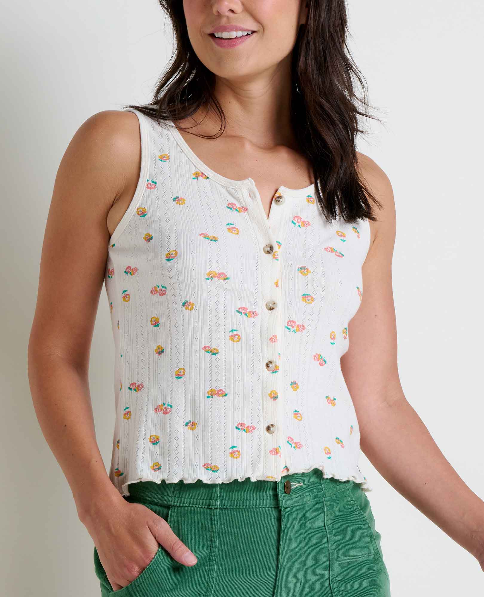 Foothill Pointelle Button Tank