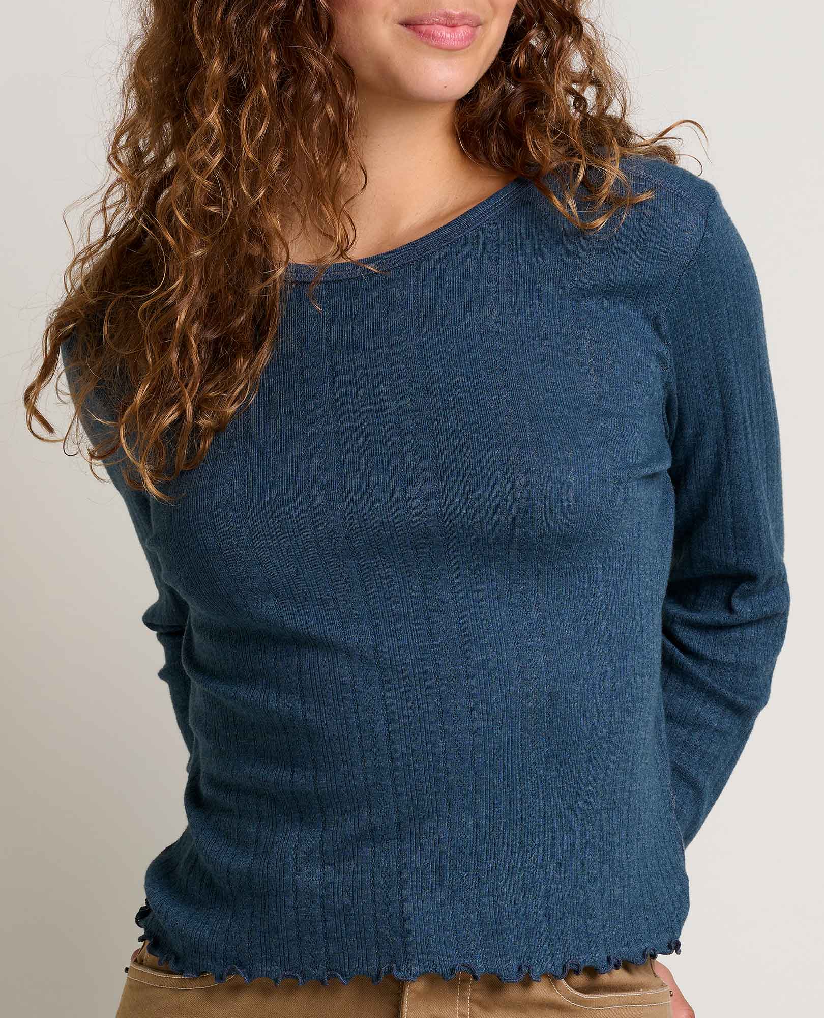 Foothill Pointelle Long Sleeve Crew