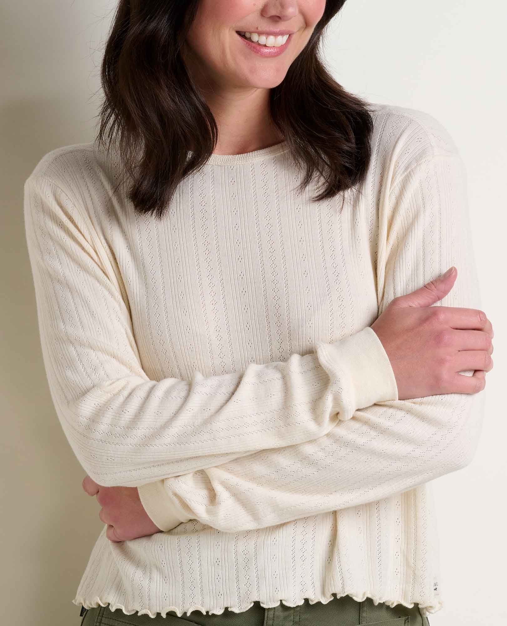 Foothill Pointelle Long Sleeve Crew