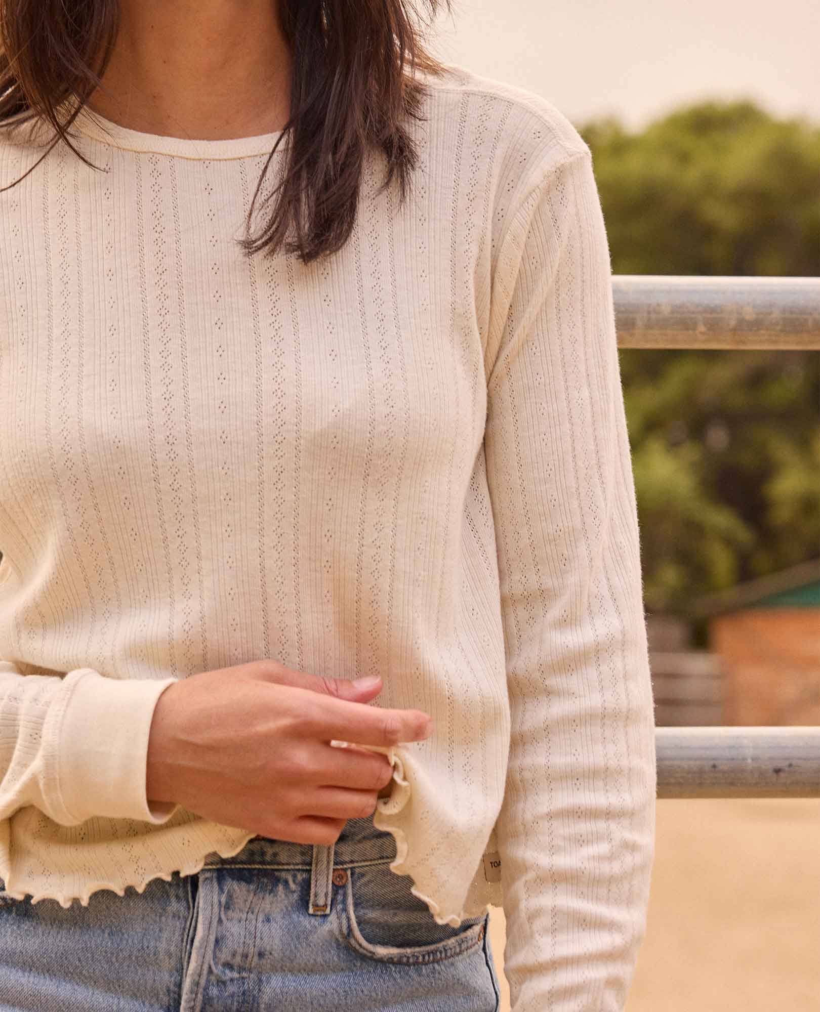 Foothill Pointelle Long Sleeve Crew