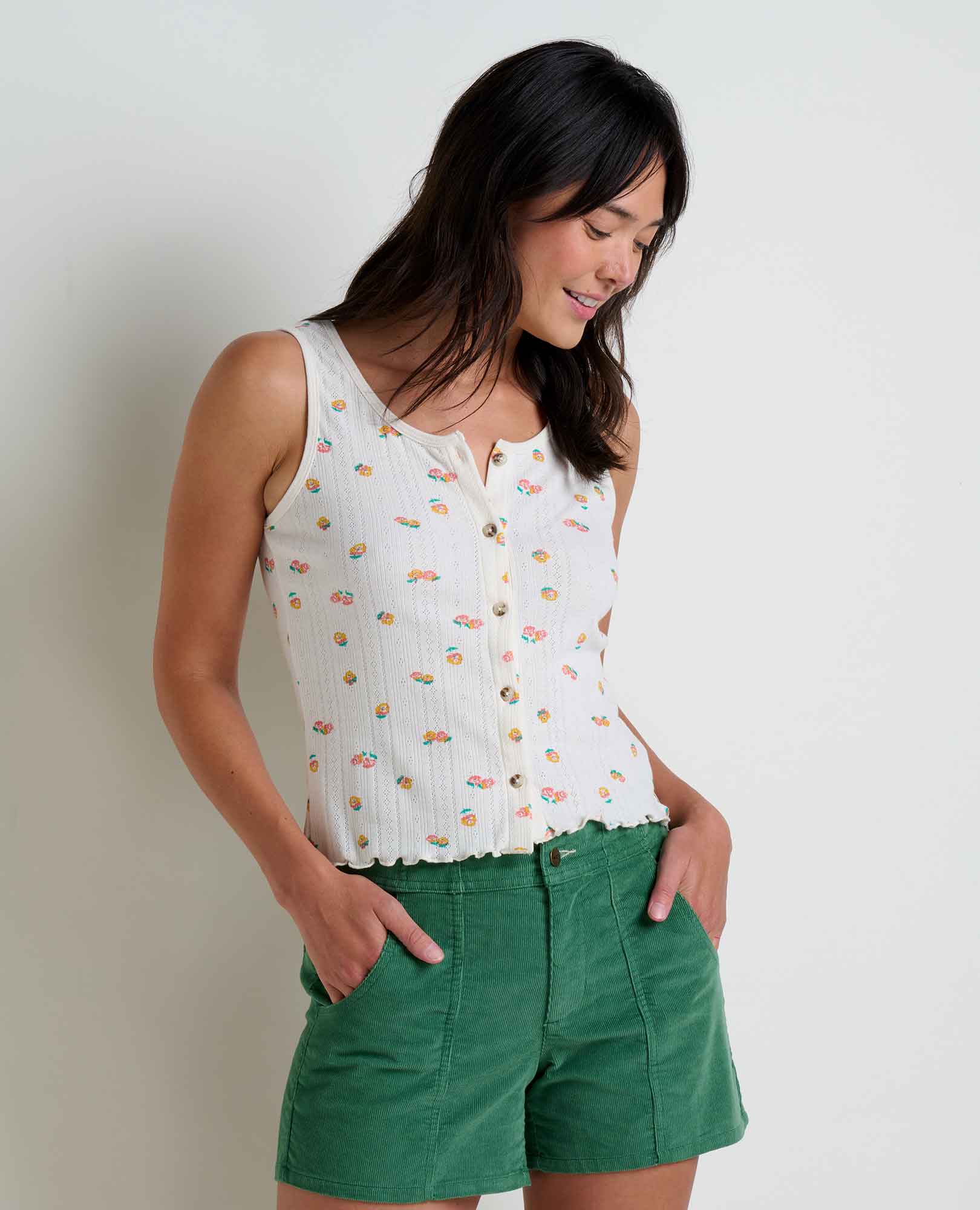 Foothill Pointelle Button Tank