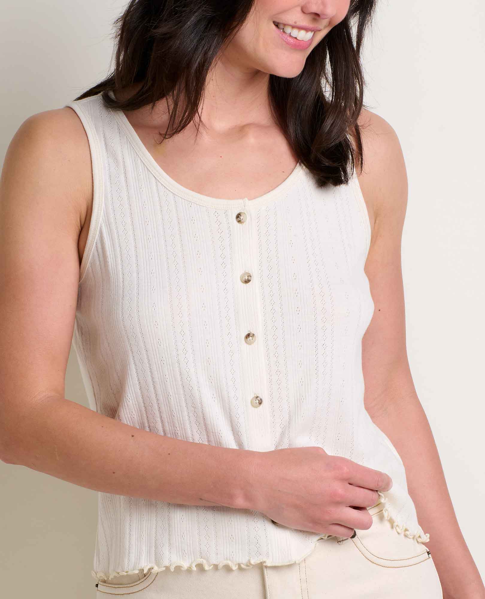 Foothill Pointelle Button Tank