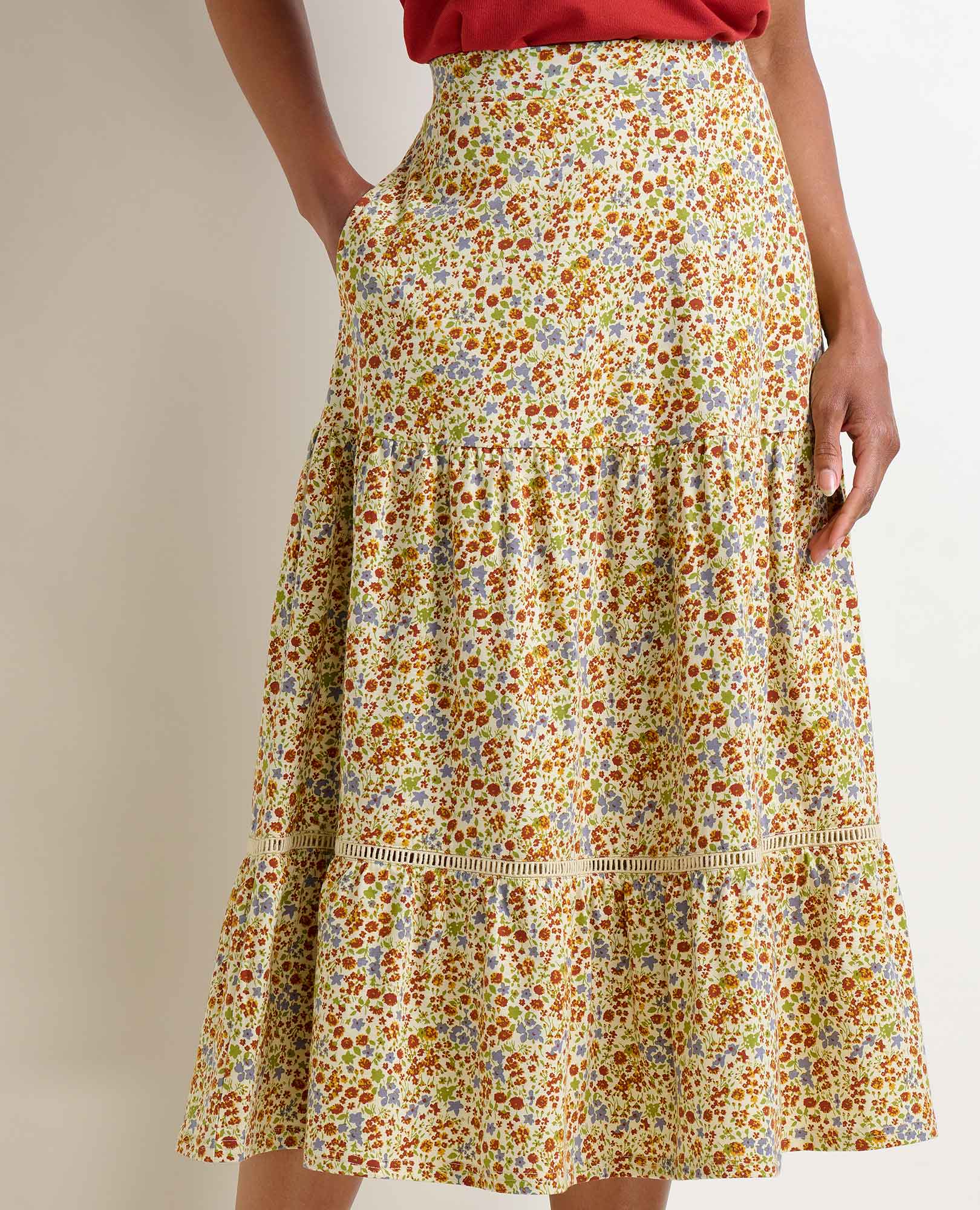 Marigold Tiered Midi Skirt