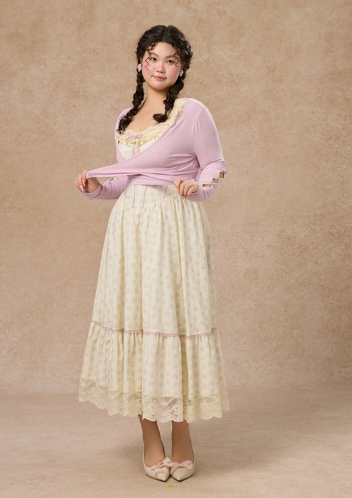 Curve&Plus Cream Clove Cardigan