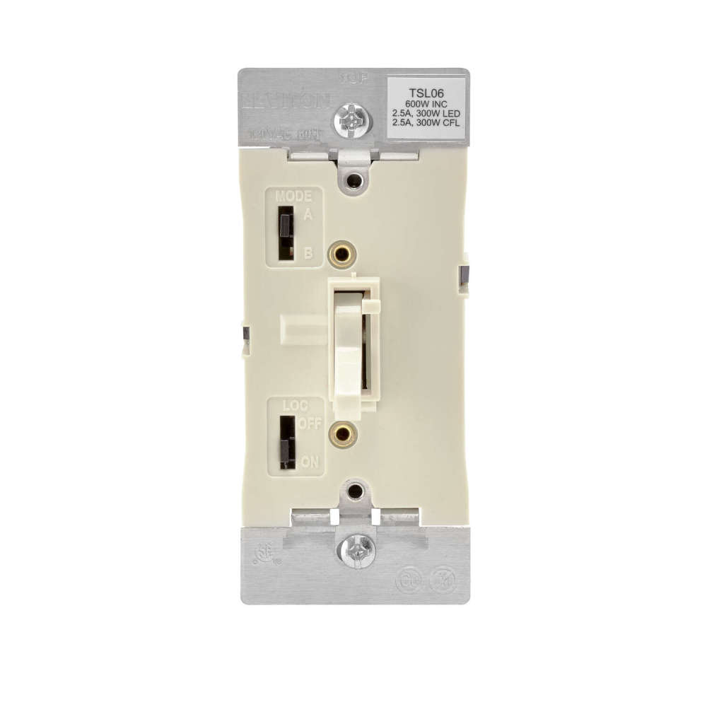 Leviton 600W Light Almond Toggle Slide Universal Dimmer Switch