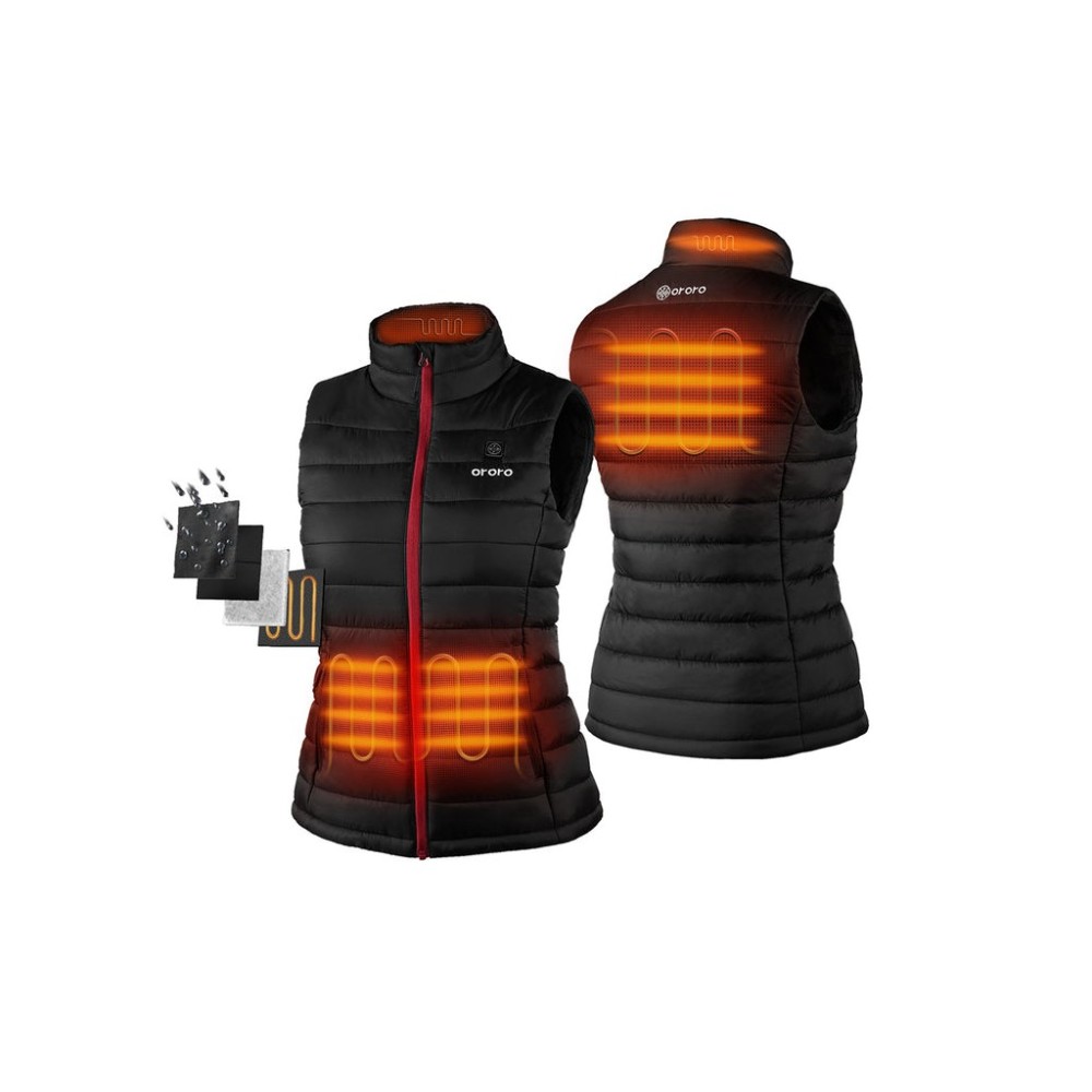 ORORO Womens Black Classic Heated Vest Kit Medium